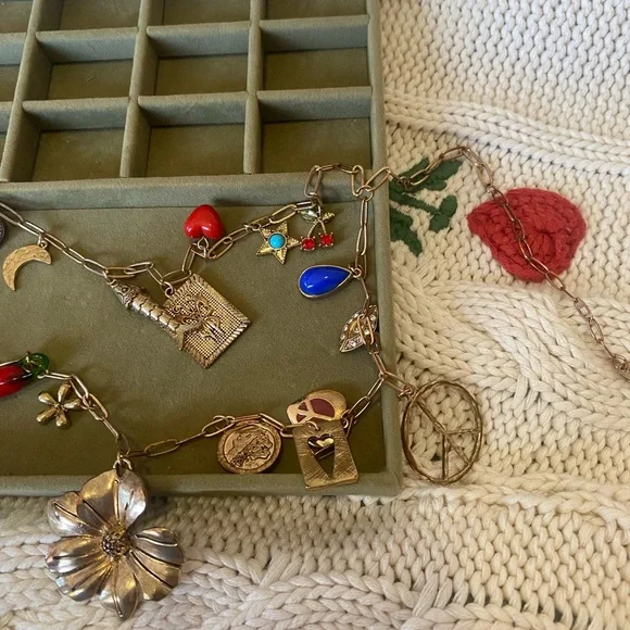 Gold-Tone Multicolor Charm Necklace - Women Jewelry - Picture 3 of 8